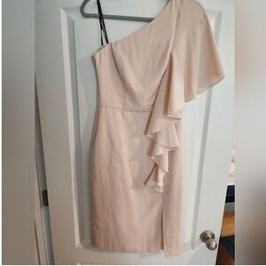 Vince Camuto Pastel Pink One Shoulder Asymmetrical Dress Ruffle Vacation Size‎ 6